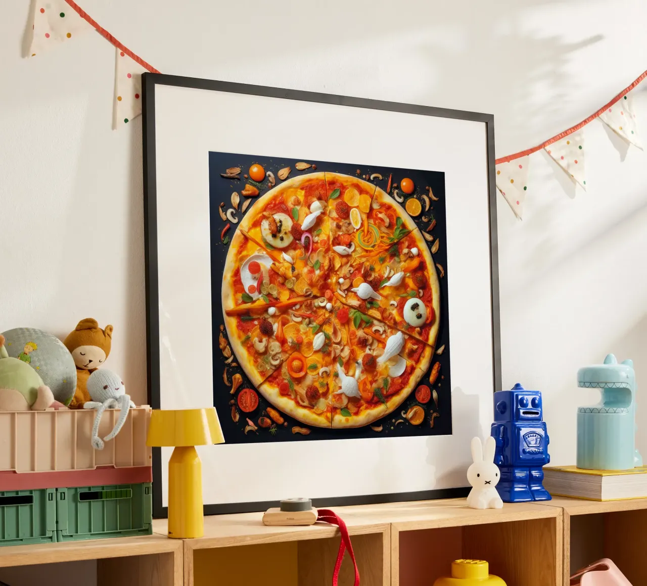 capricciosa pizza time poster con telaio in plastica da Justyna Jaszke JBJart