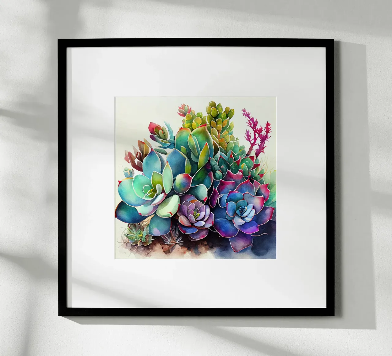 Arte della natura con piante grasse e cactus poster con telaio in legno da Justyna Jaszke JBJart