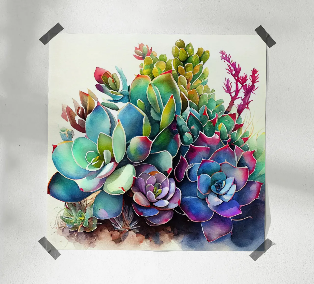 Arte della natura con piante grasse e cactus poster con telaio in legno da Justyna Jaszke JBJart