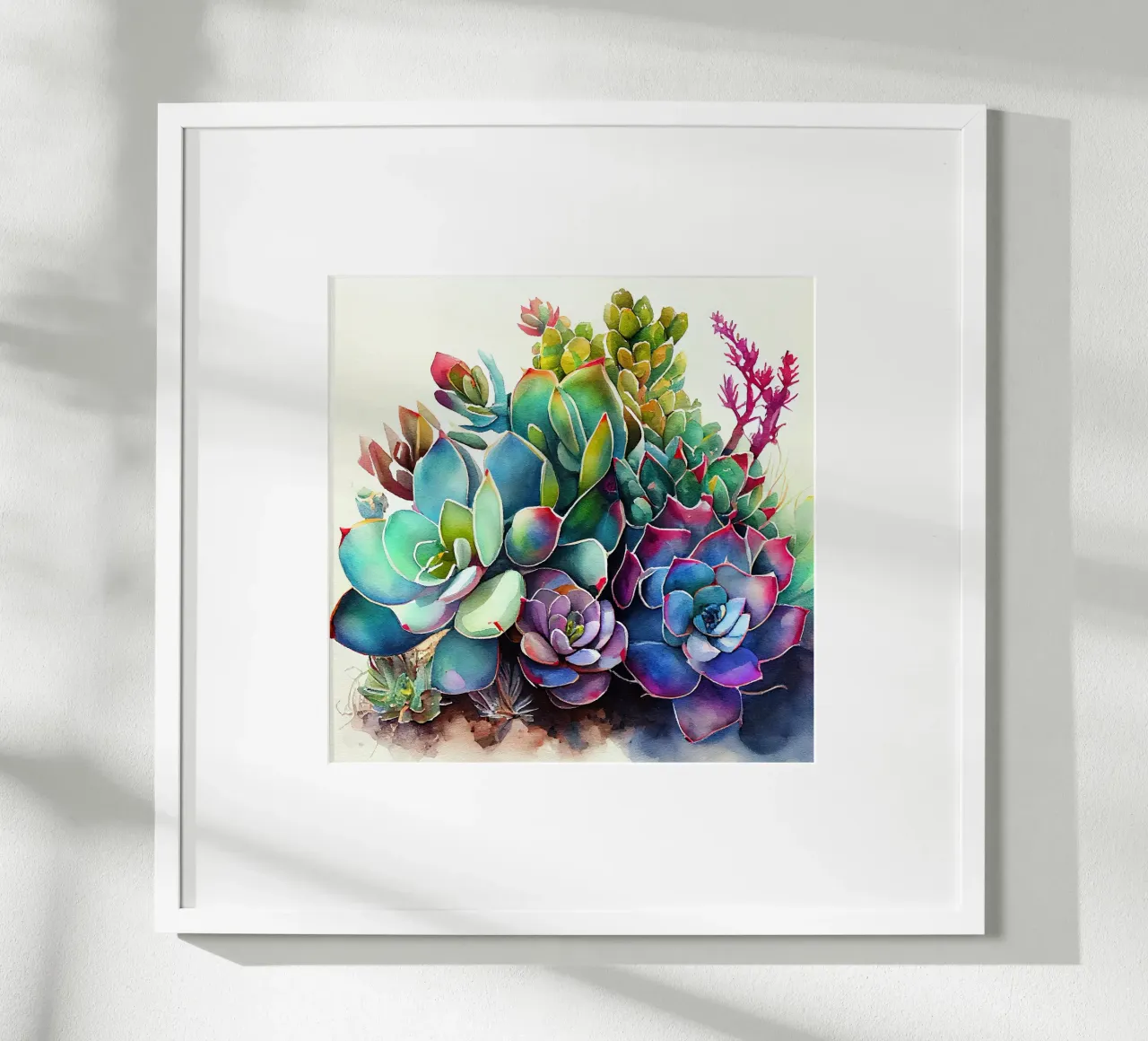 Arte della natura con piante grasse e cactus poster con telaio in legno da Justyna Jaszke JBJart