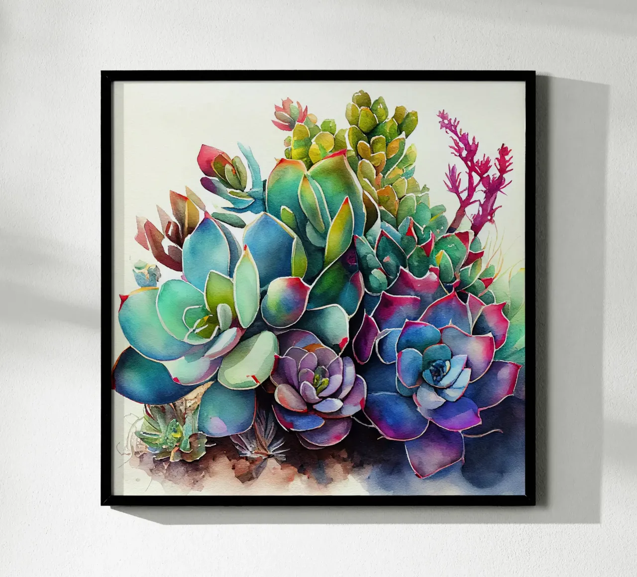 Arte della natura con piante grasse e cactus poster con telaio in legno da Justyna Jaszke JBJart