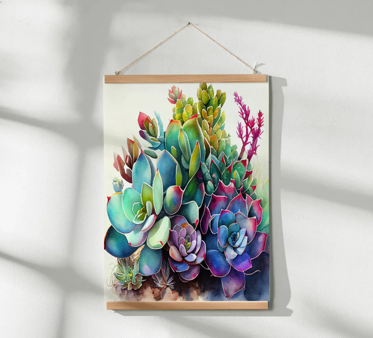 Arte della natura con piante grasse e cactus poster con telaio in legno da Justyna Jaszke JBJart