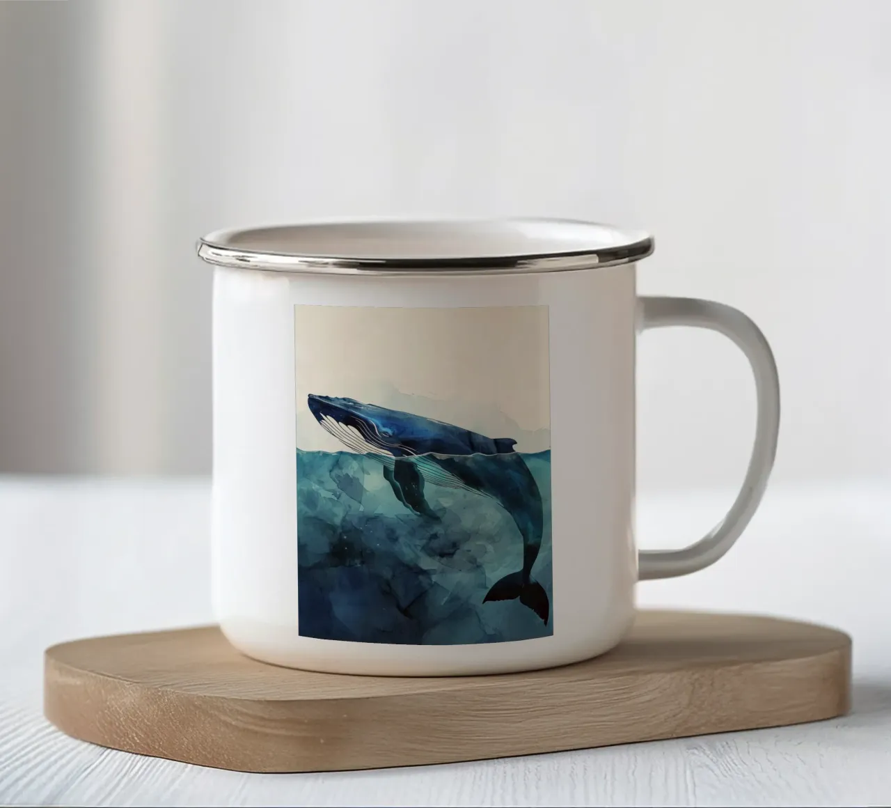 Vita oceanica delle balene tazza in smalto da Justyna Jaszke JBJart