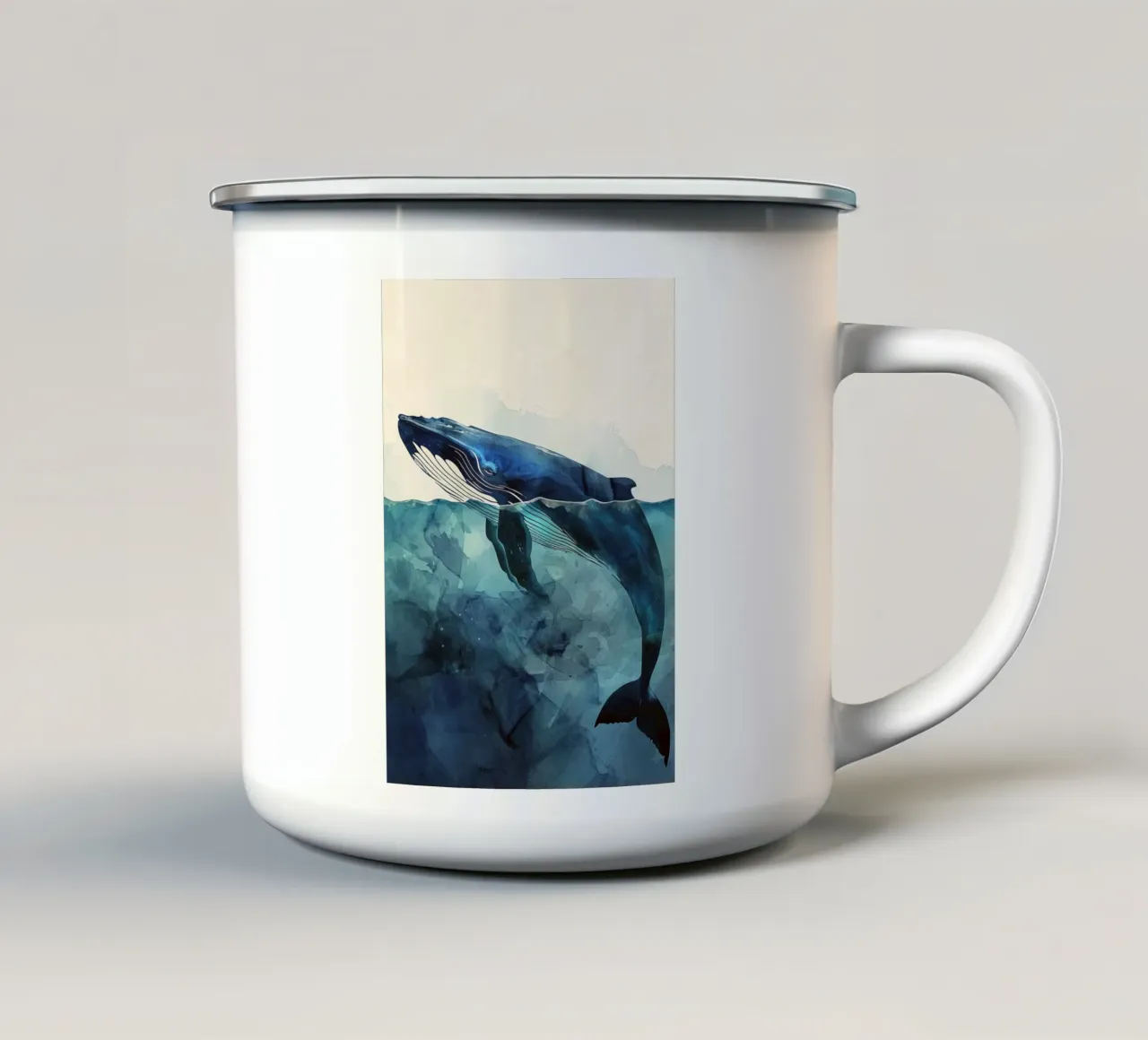 Vita oceanica delle balene tazza in smalto da Justyna Jaszke JBJart