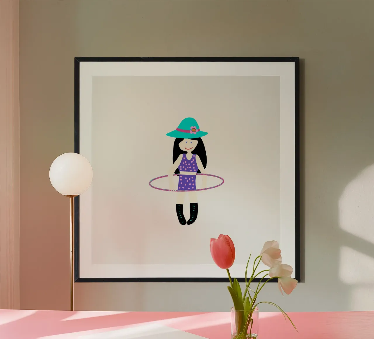 Hula Hoop Tänzerin poster con telaio in plastica da Miris bunte Modewelt