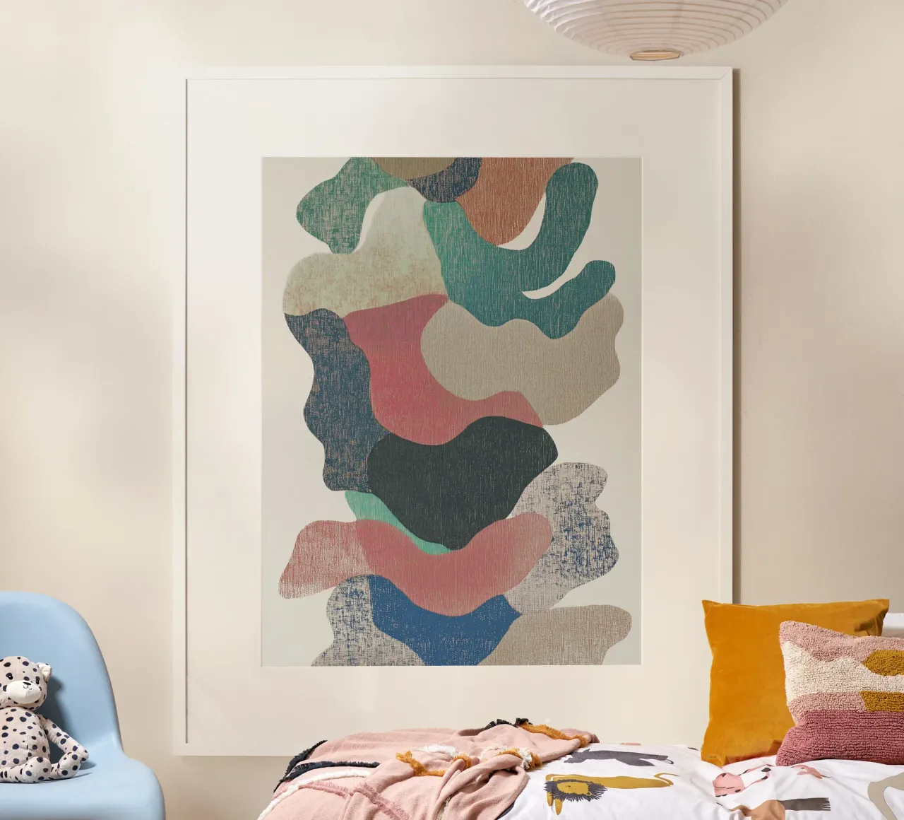 Retro Textil Collage Faro poster con telaio in alluminio da Carinaprint