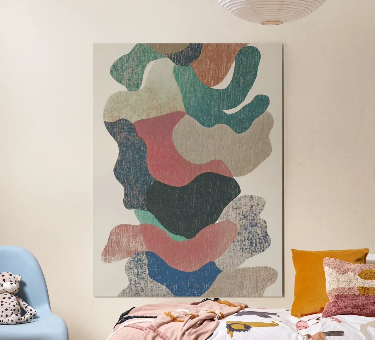 Retro Textil Collage Faro poster con telaio in alluminio da Carinaprint