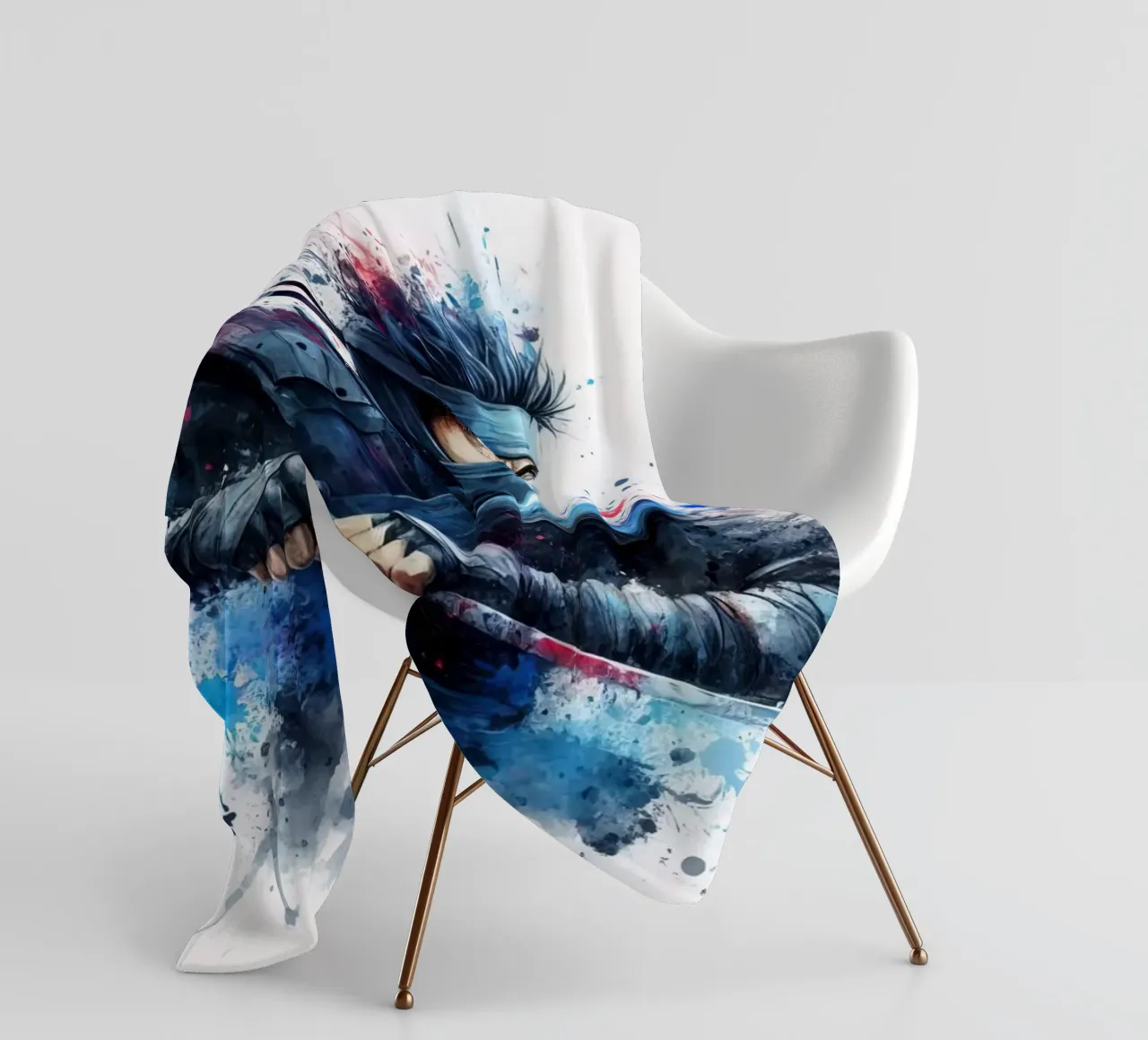 Guerriero ninja in acquerello coperta in pile da 🎁 ARTVI-SHOP