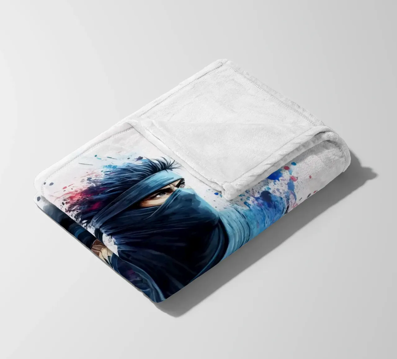 Guerriero ninja in acquerello coperta in pile da 🎁 ARTVI-SHOP