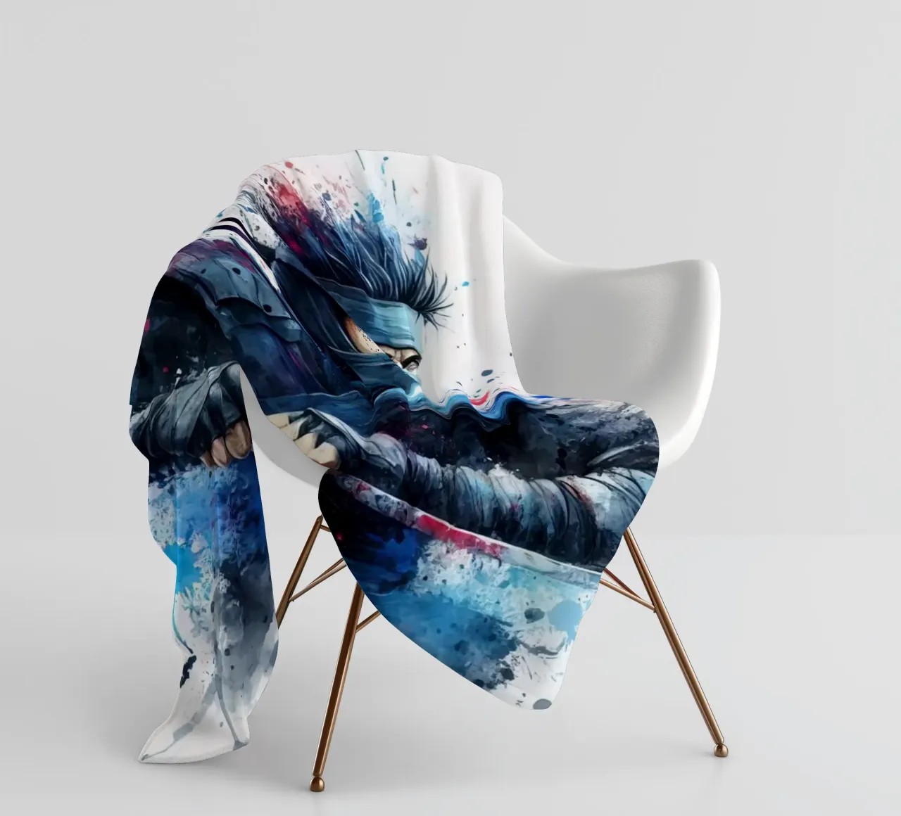 Guerriero ninja in acquerello coperta in pile da 🎁 ARTVI-SHOP