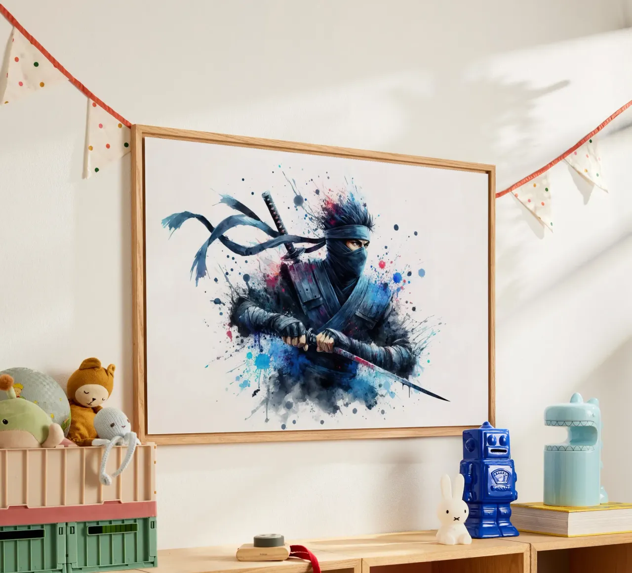 Ninja warrior in watercolor acrylic glass by 🎁 ARTVI-SHOP