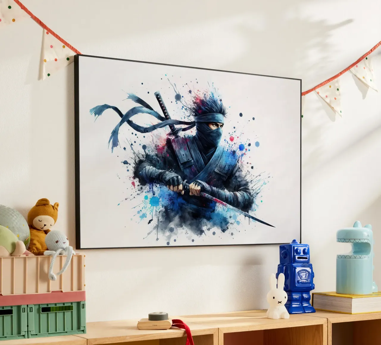 Guerrier ninja en aquarelle panneau forex de 🎁 ARTVI-SHOP