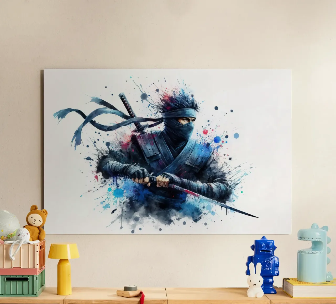 Guerrier ninja en aquarelle panneau forex de 🎁 ARTVI-SHOP