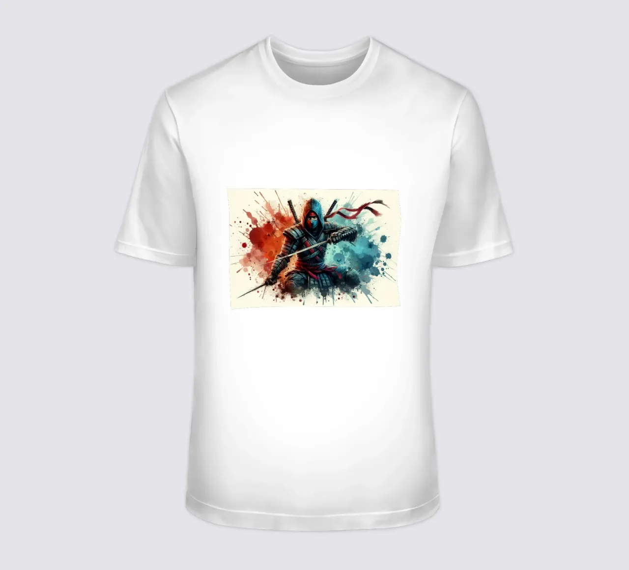 Ninja-Krieger in Aquarell T-Shirt von 🎁 ARTVI-SHOP