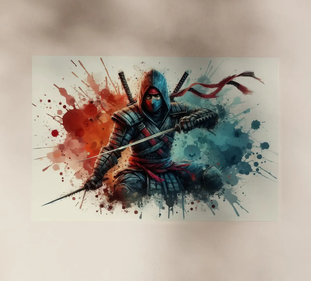 Guerriero ninja in acquerello pellicola backlit da 🎁 ARTVI-SHOP