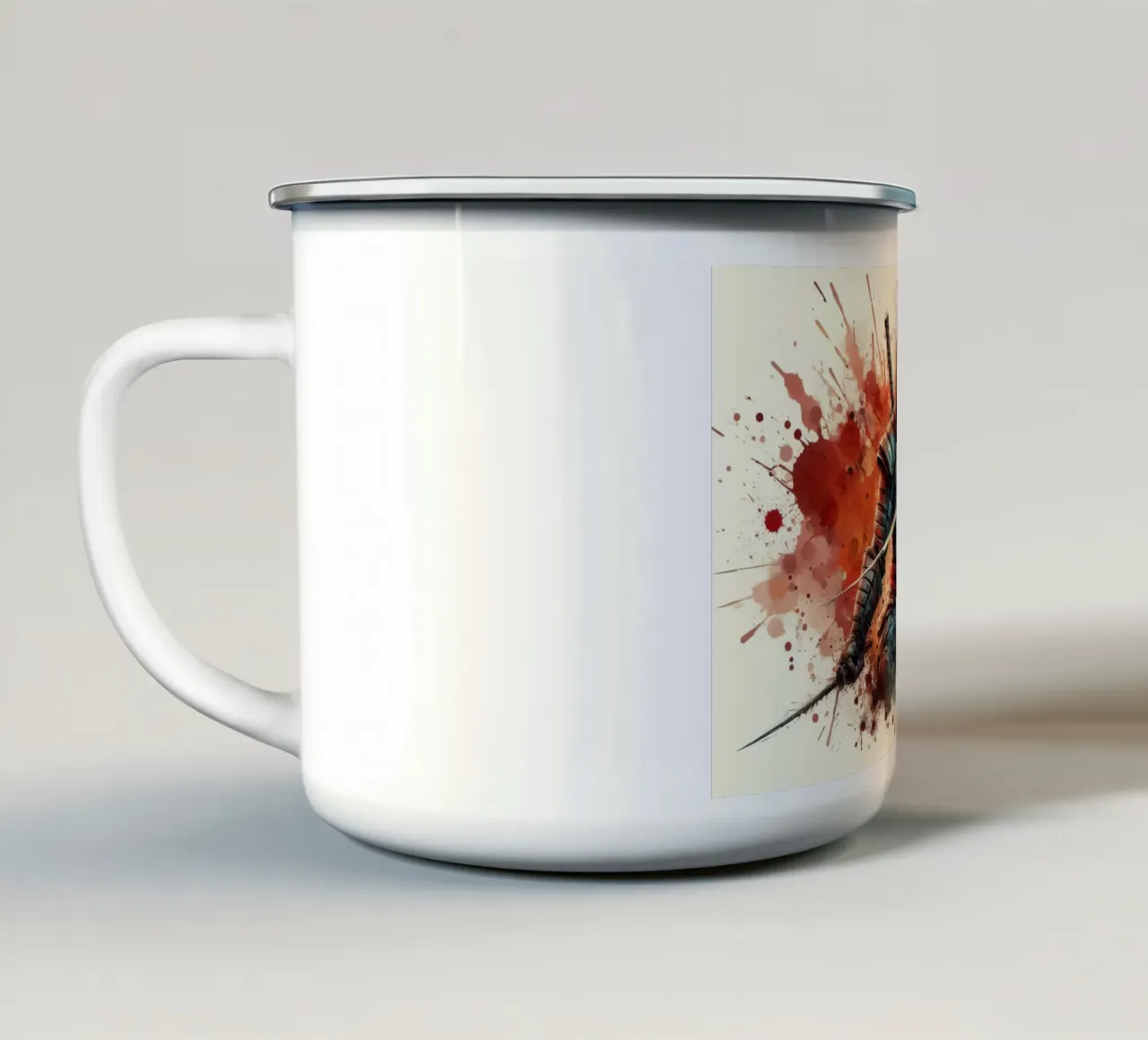 Guerriero ninja in acquerello tazza in smalto da ARTVI-SHOP