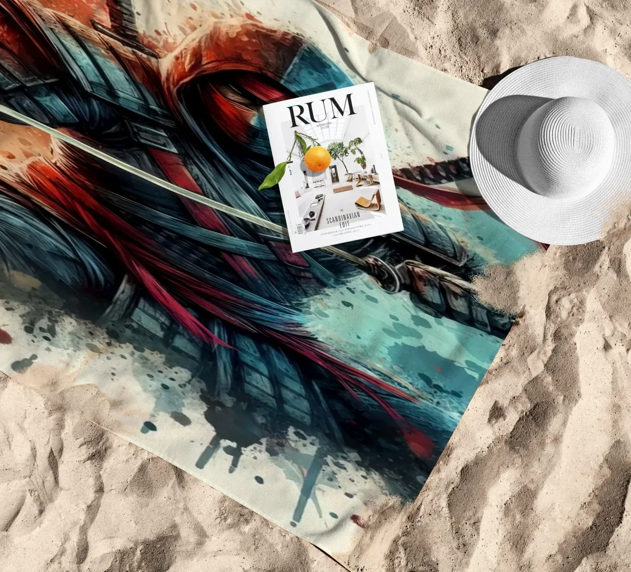 Guerriero ninja in acquerello telo mare da 🎁 ARTVI-SHOP