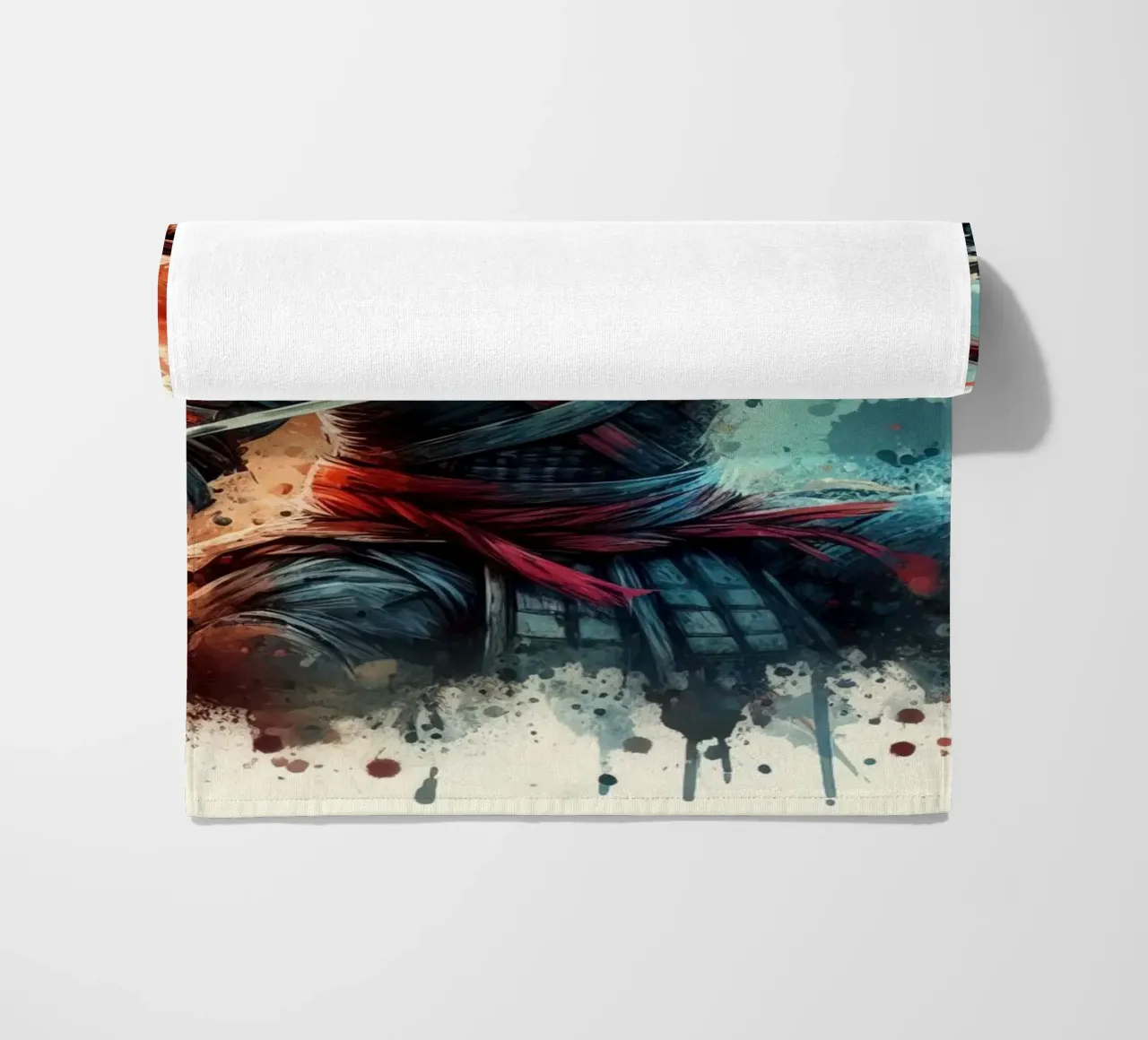 Guerriero ninja in acquerello telo mare da 🎁 ARTVI-SHOP