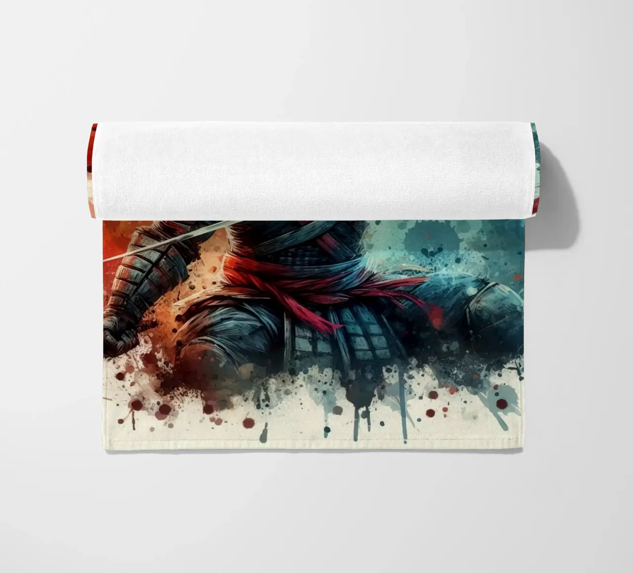 Guerriero ninja in acquerello telo mare da 🎁 ARTVI-SHOP