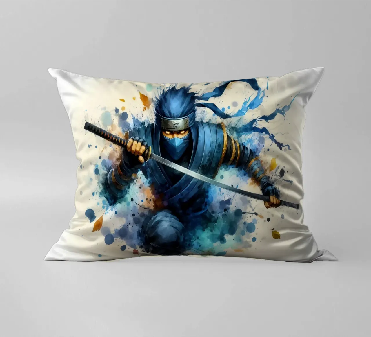 Guerriero ninja in acquerello cuscino da 🎁 ARTVI-SHOP
