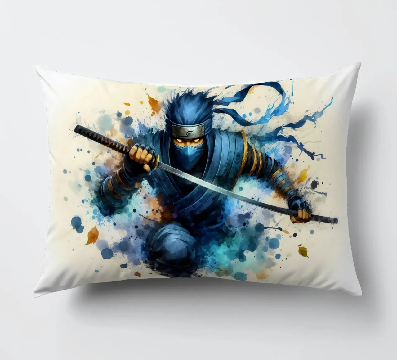 Guerriero ninja in acquerello cuscino da 🎁 ARTVI-SHOP