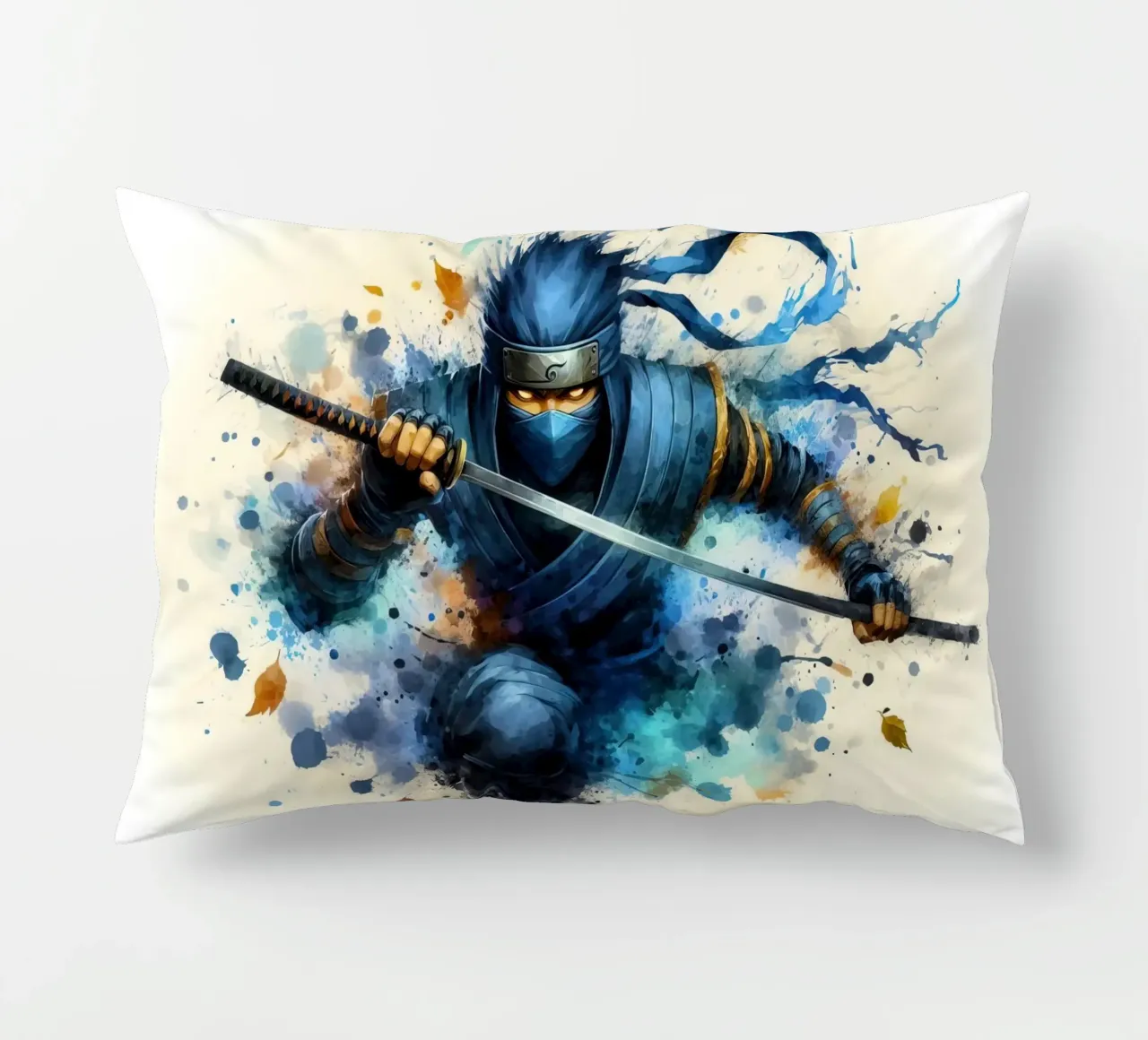 Guerriero ninja in acquerello cuscino da 🎁 ARTVI-SHOP