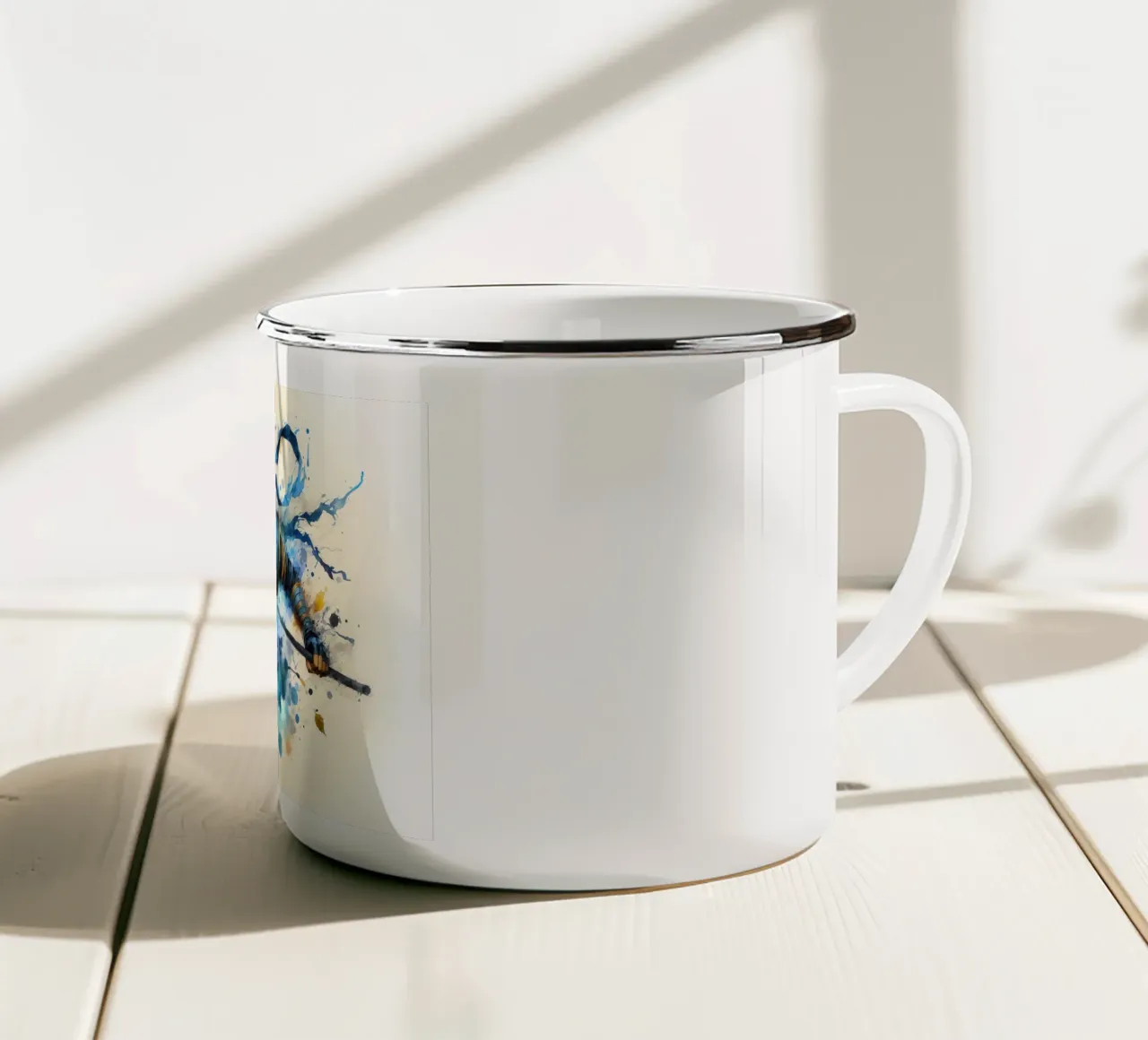 Guerriero ninja in acquerello tazza in smalto da ARTVI-SHOP