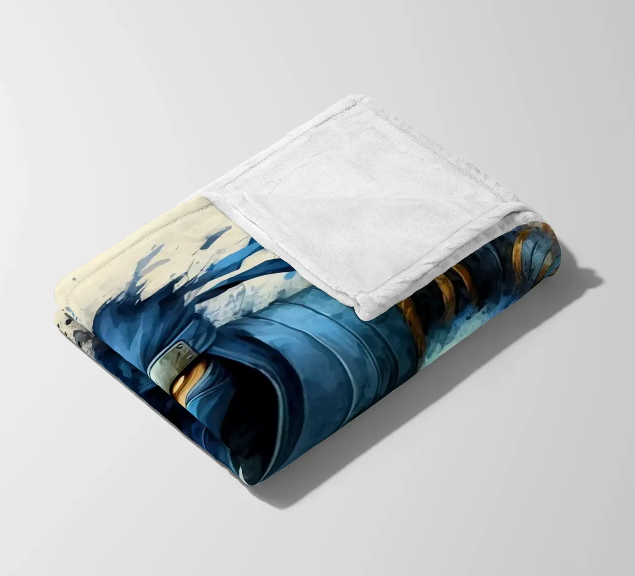 Ninja warrior in watercolor fleece blanket by 🎁 ARTVI-SHOP