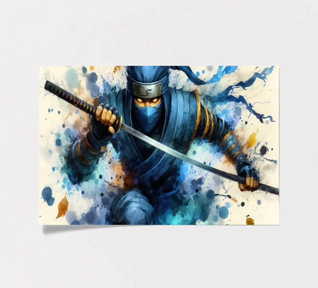 Ninja-Krieger in Aquarell Stickerbogen von 🎁 ARTVI-SHOP