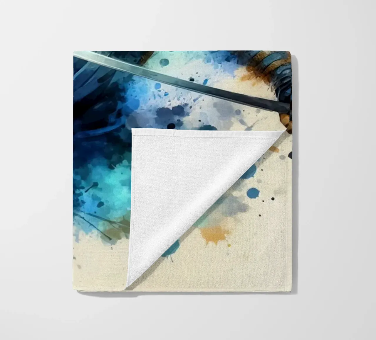 Ninja warrior in watercolor beach towel by 🎁 ARTVI-SHOP