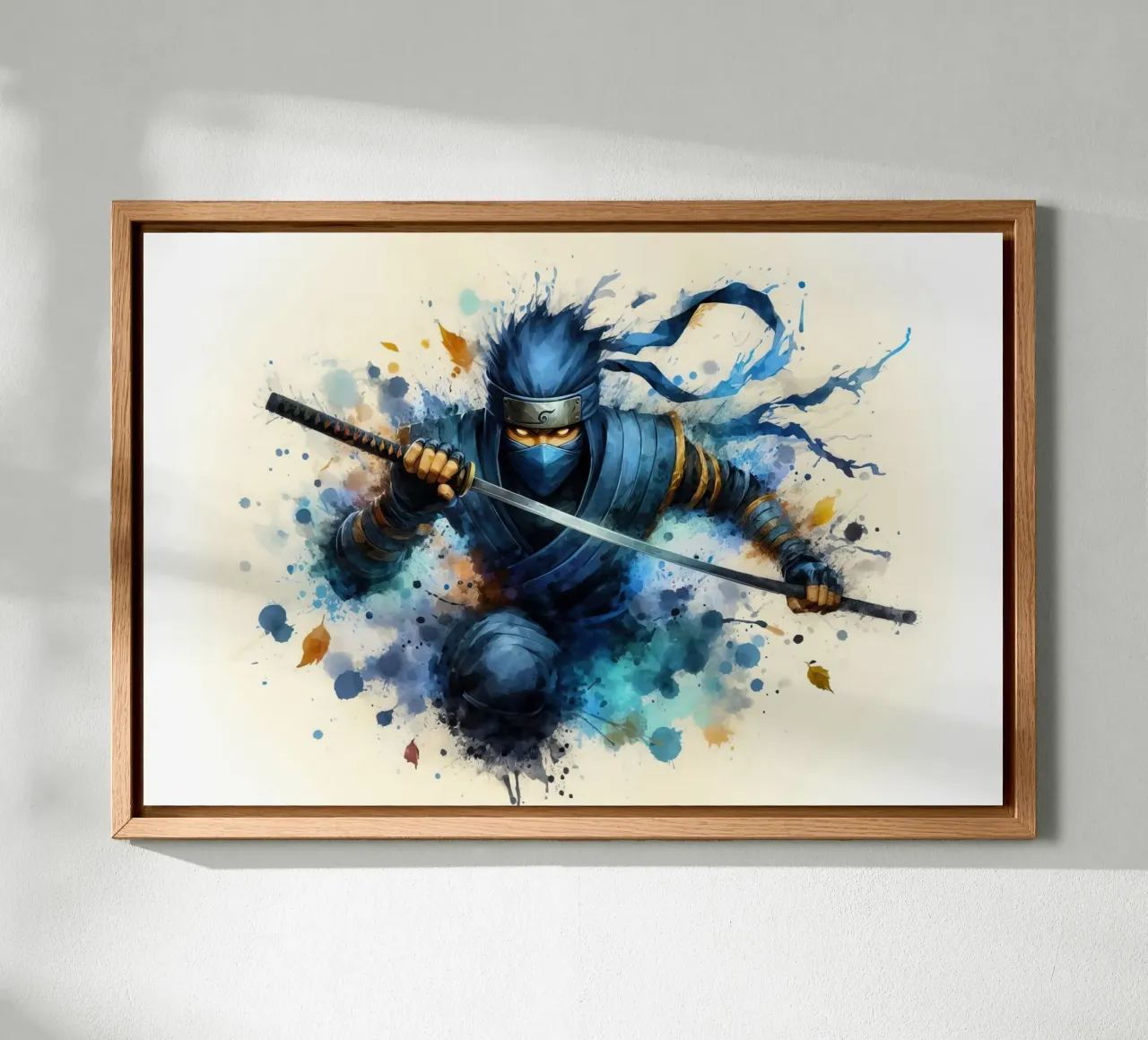 Ninja warrior in watercolor canvas by 🎁 ARTVI-SHOP