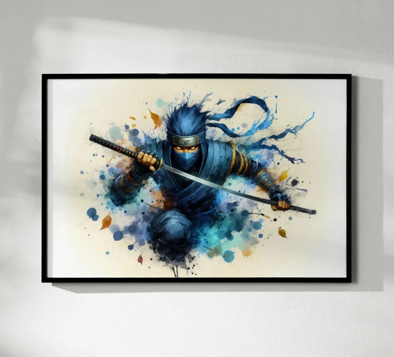Ninja warrior in watercolor poster by 🎁 ARTVI-SHOP