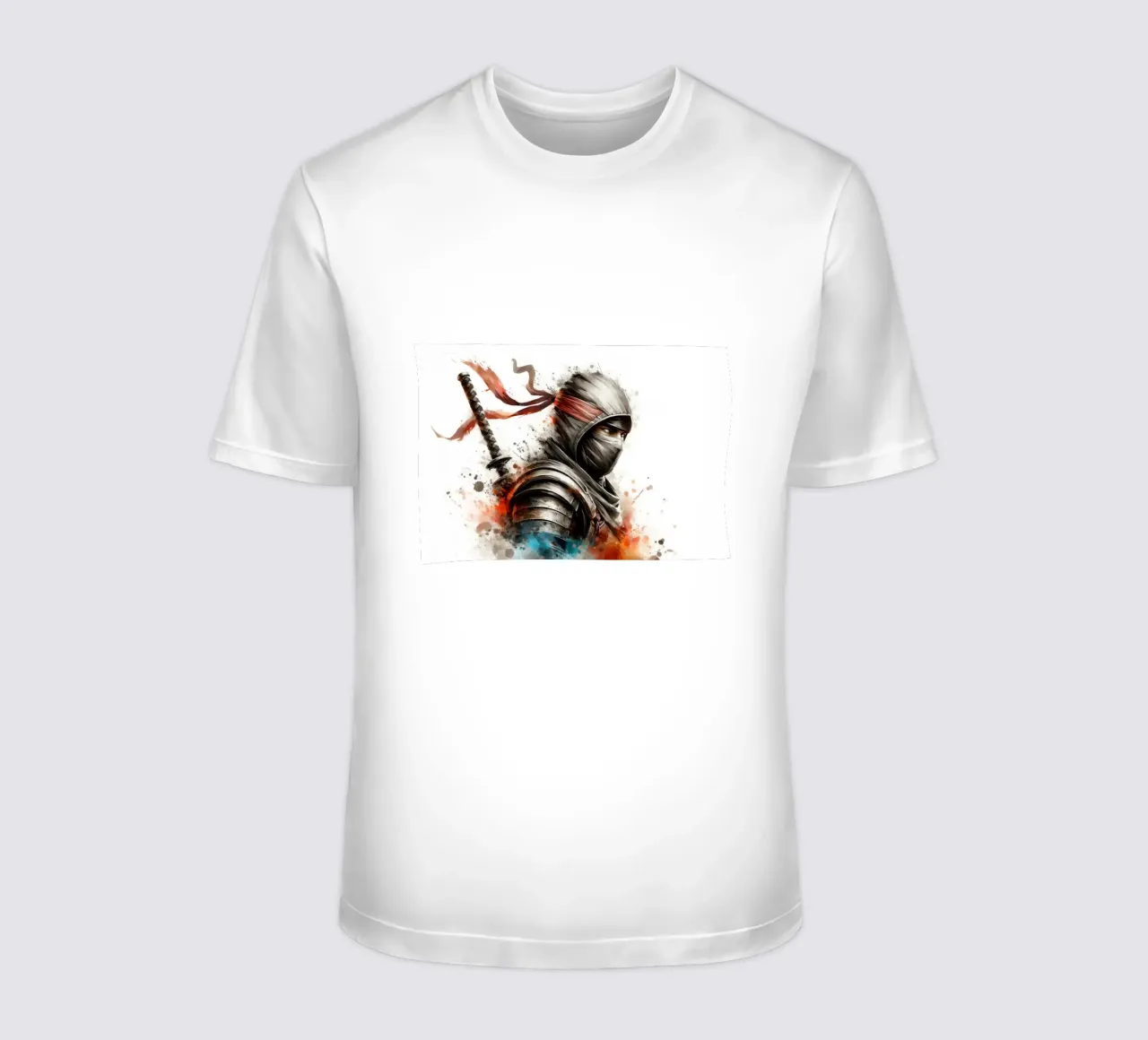 Ninja warrior in watercolor t-shirt by 🎁 ARTVI-SHOP