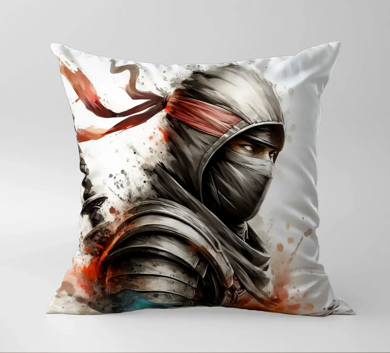 Guerriero ninja in acquerello cuscino da 🎁 ARTVI-SHOP