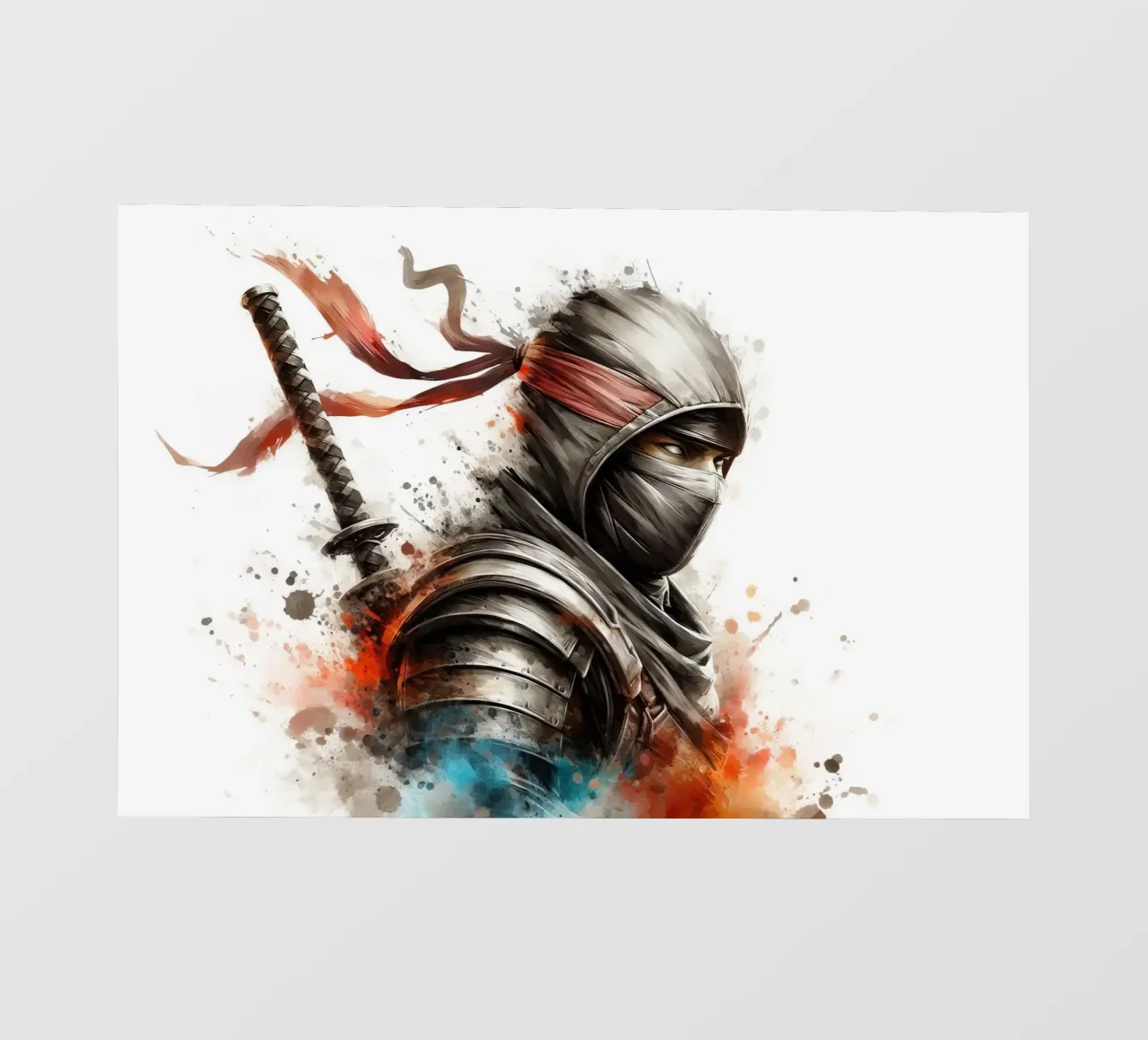 Ninja-Krieger in Aquarell Fototapete von 🎁 ARTVI-SHOP