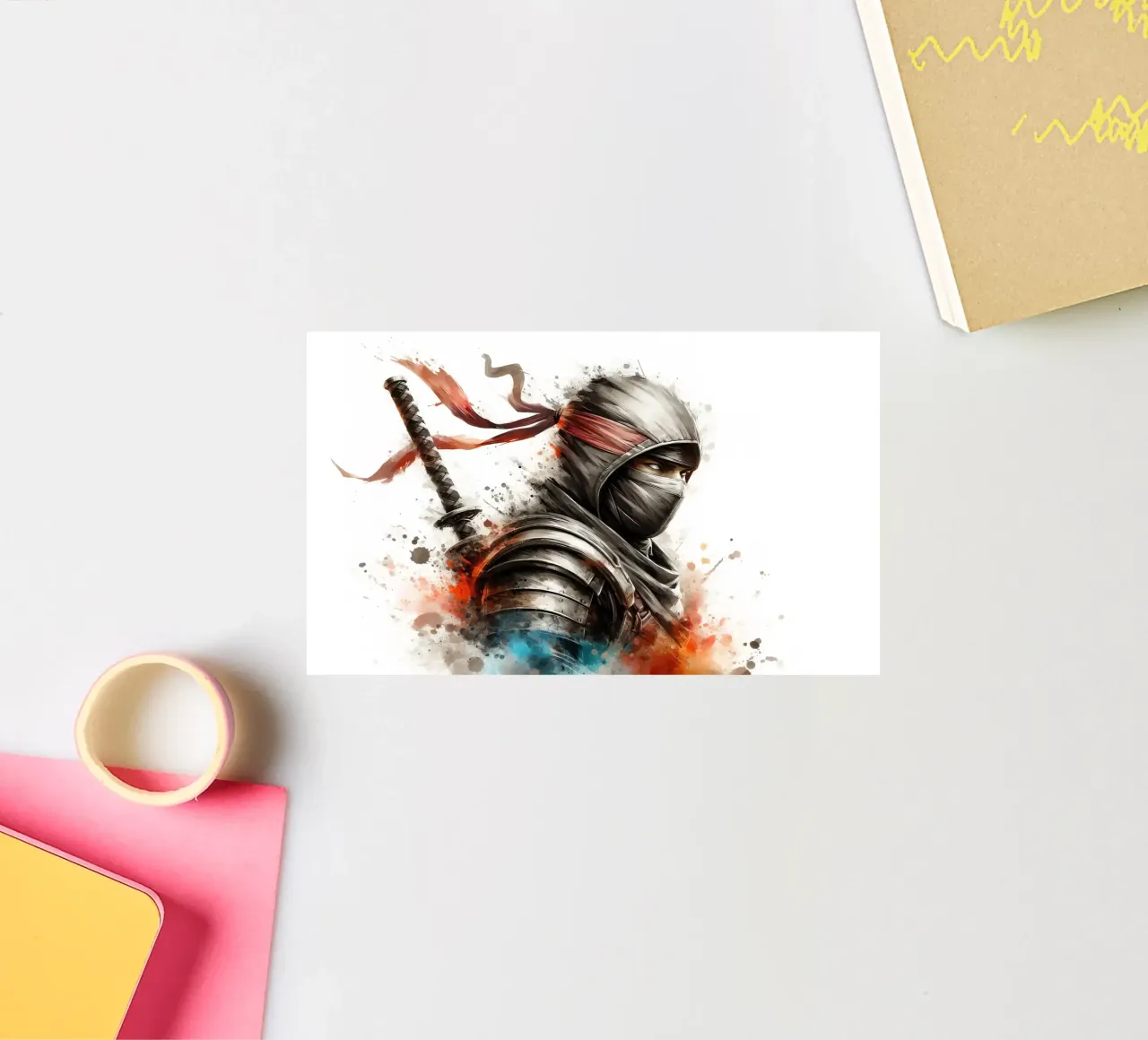 Ninja warrior in watercolor sticker by 🎁 ARTVI-SHOP