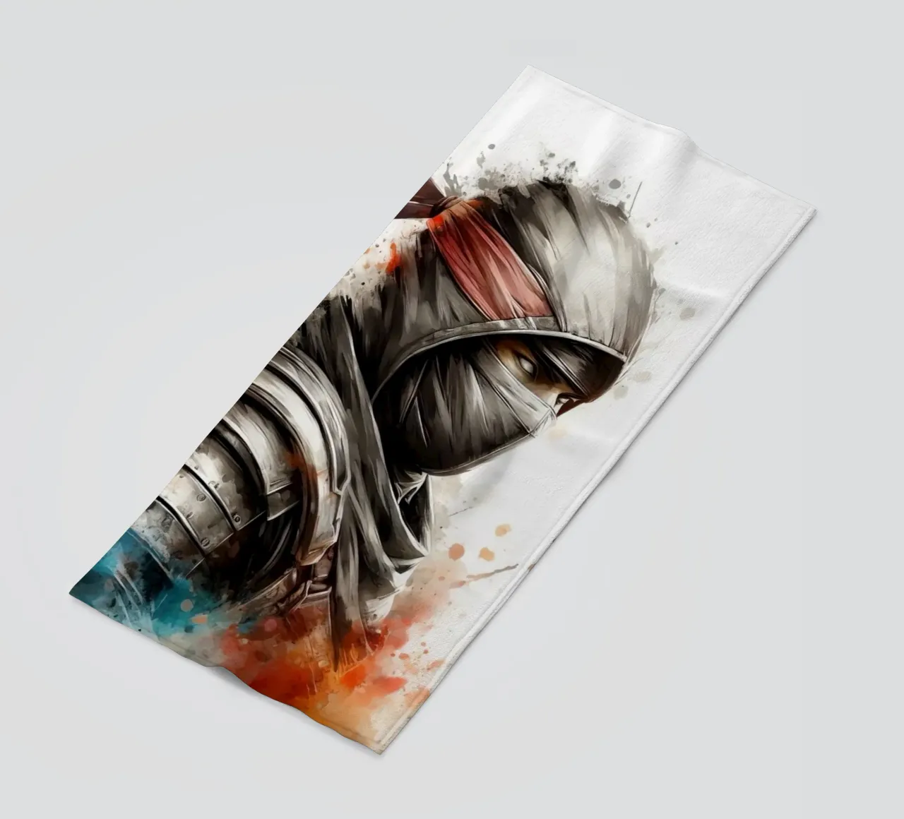 Guerriero ninja in acquerello telo mare da 🎁 ARTVI-SHOP