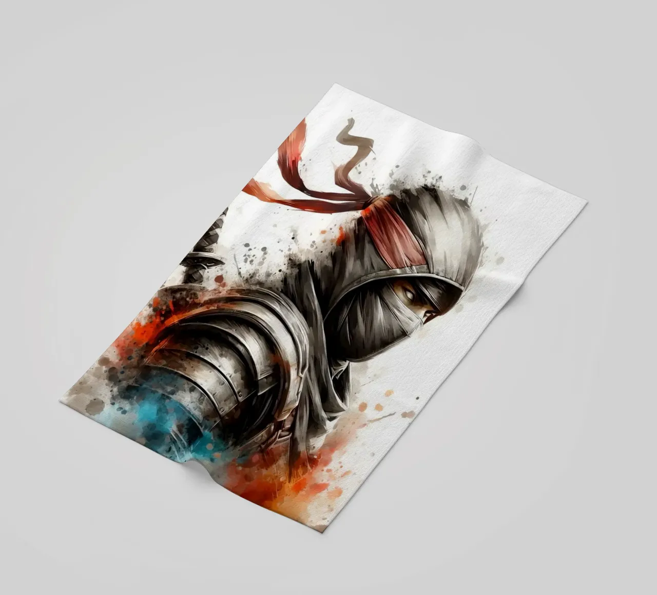 Guerriero ninja in acquerello telo mare da 🎁 ARTVI-SHOP