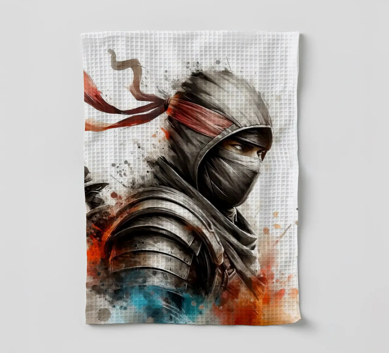 Ninja-Krieger in Aquarell Geschirrtuch von 🎁 ARTVI-SHOP
