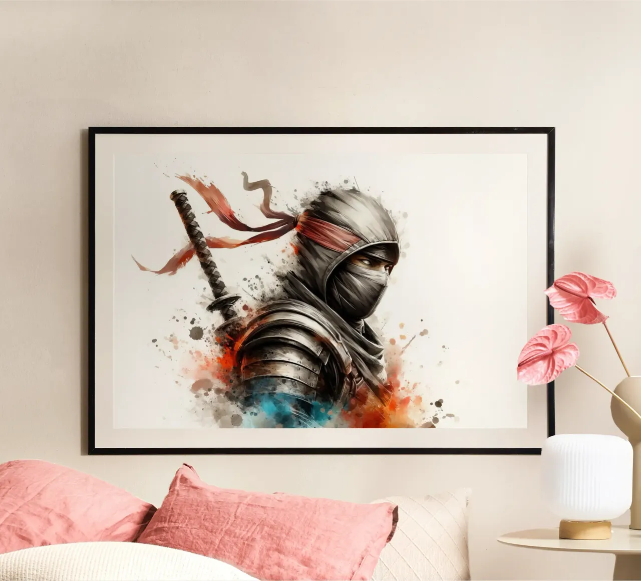 Guerriero ninja in acquerello carta hahnemühle da 🎁 ARTVI-SHOP