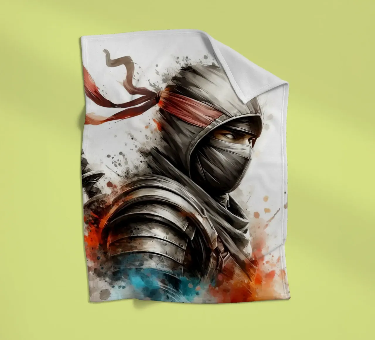 Guerriero ninja in acquerello coperta in pile da 🎁 ARTVI-SHOP