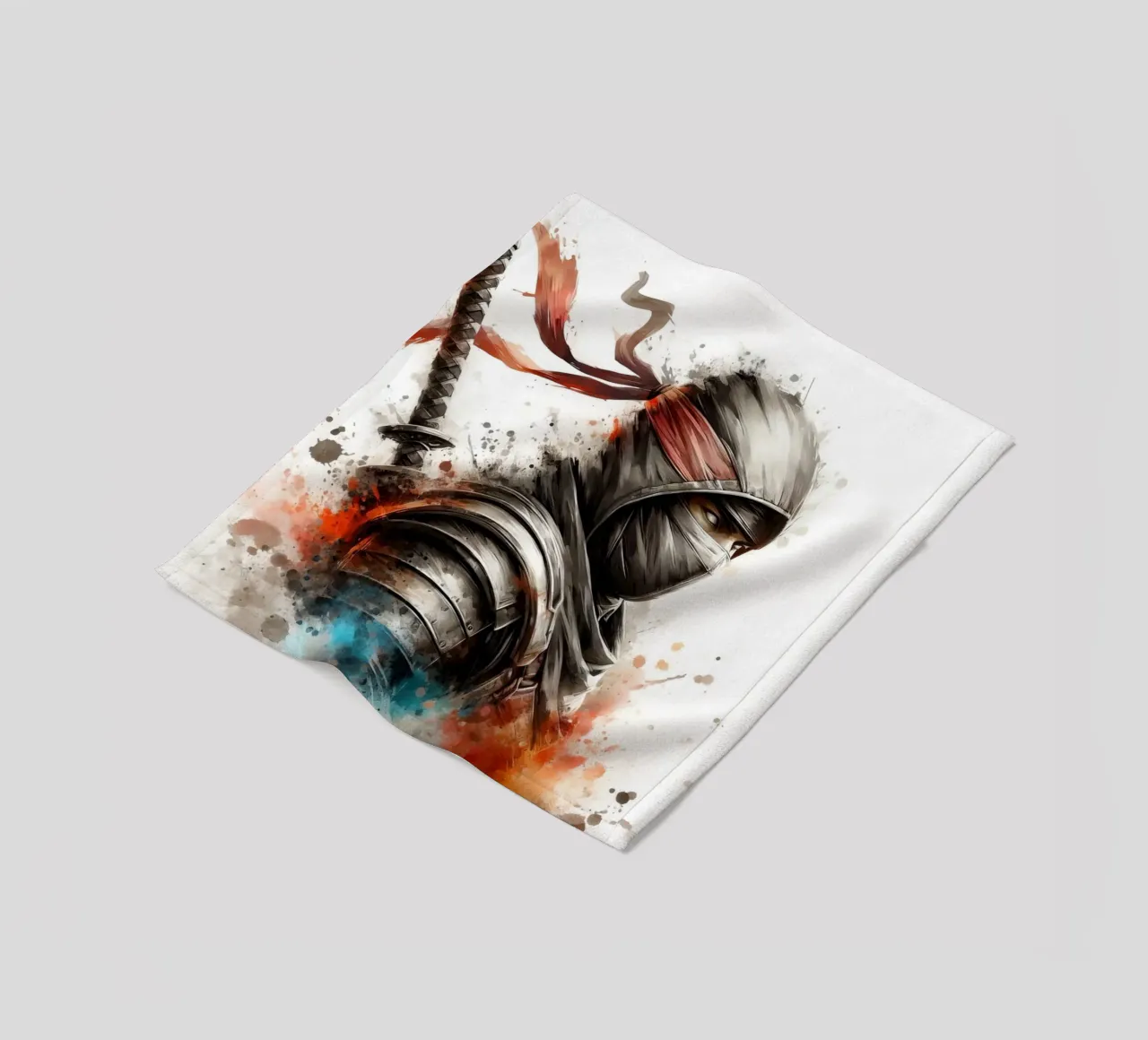 Guerriero ninja in acquerello coperta in pile da 🎁 ARTVI-SHOP