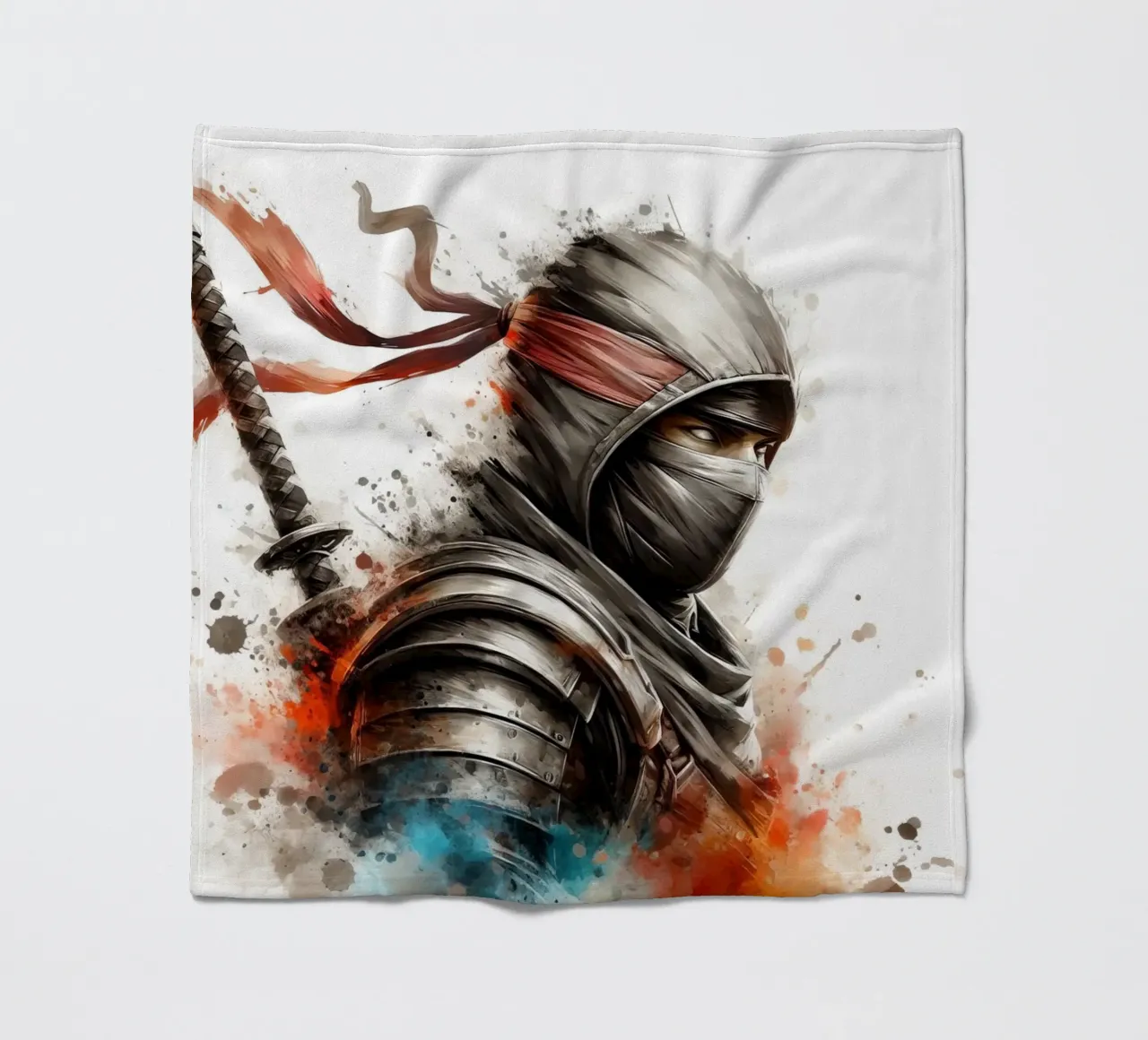 Guerriero ninja in acquerello coperta in pile da 🎁 ARTVI-SHOP