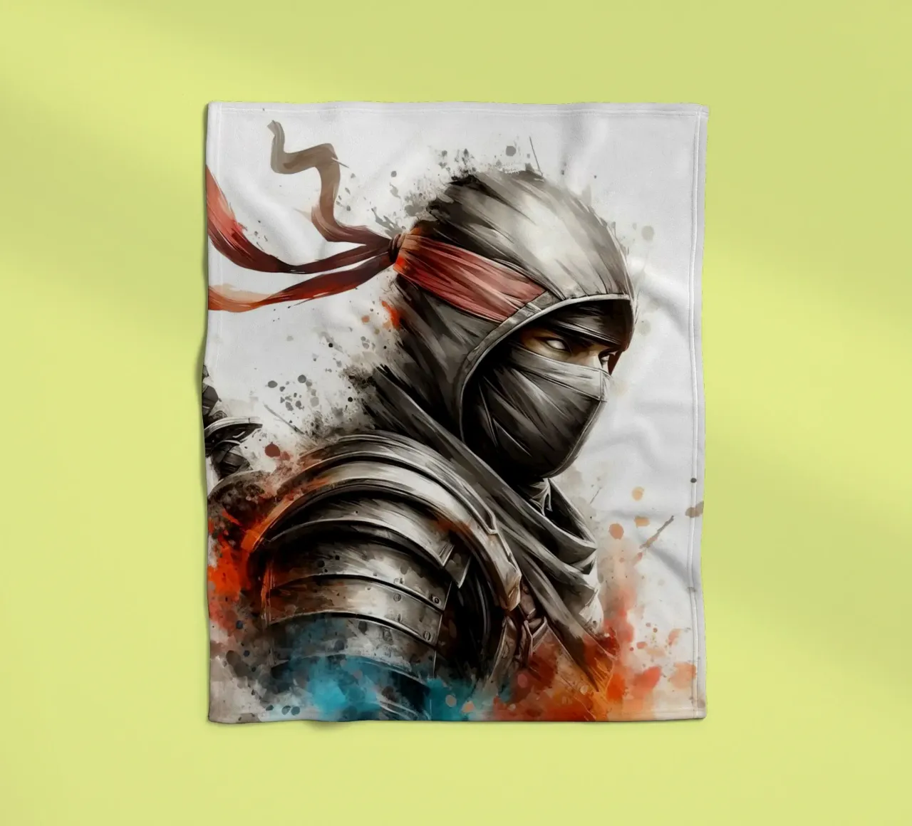 Guerriero ninja in acquerello coperta in pile da 🎁 ARTVI-SHOP