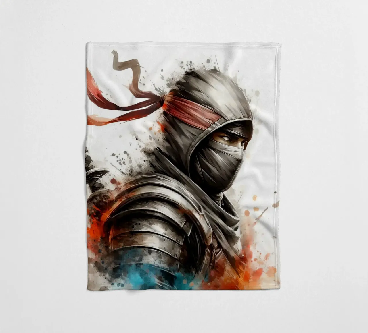 Guerriero ninja in acquerello coperta in pile da 🎁 ARTVI-SHOP