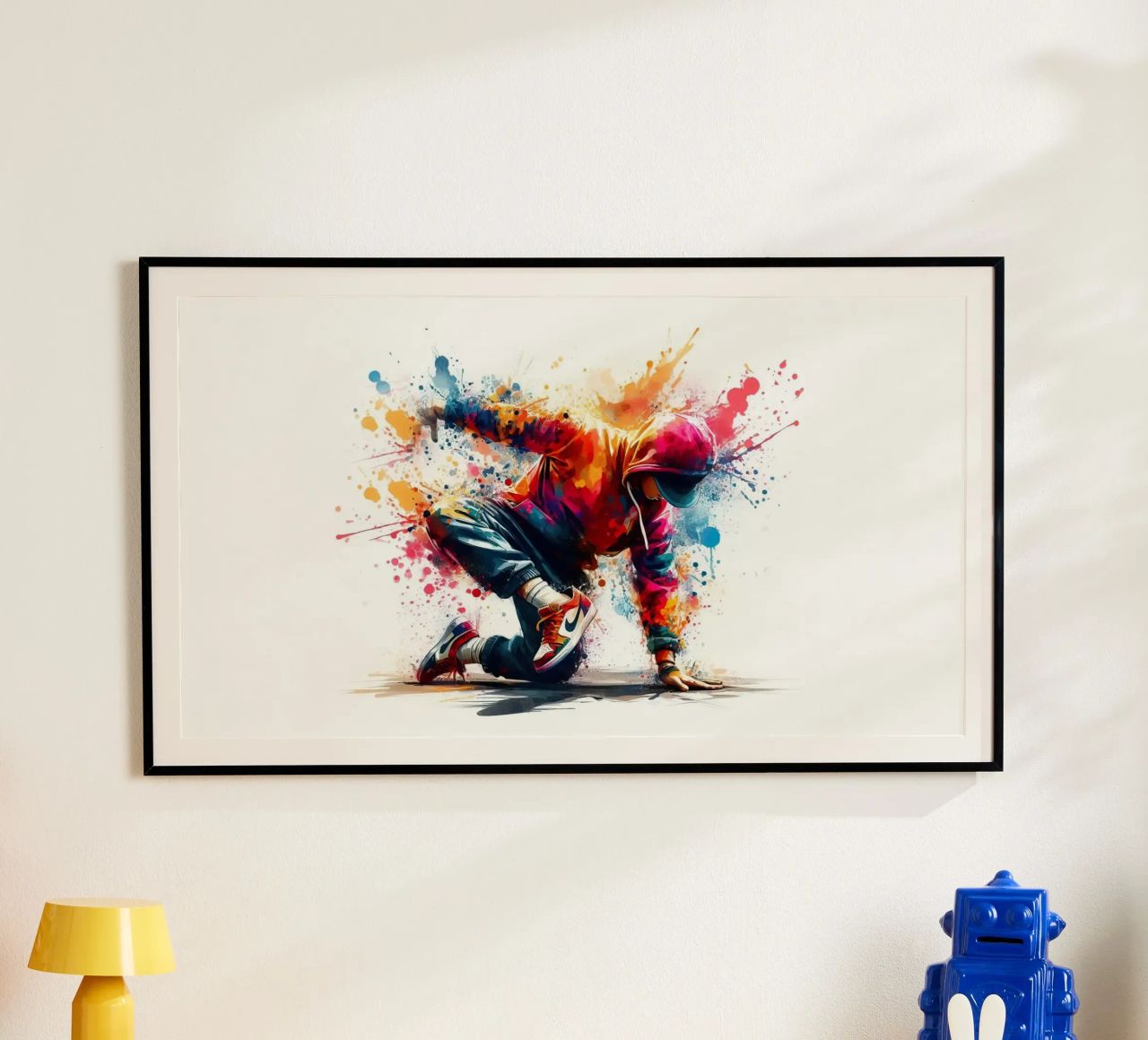 break dance hip hop dancing in watercolor poster by ARTVI-SHOP