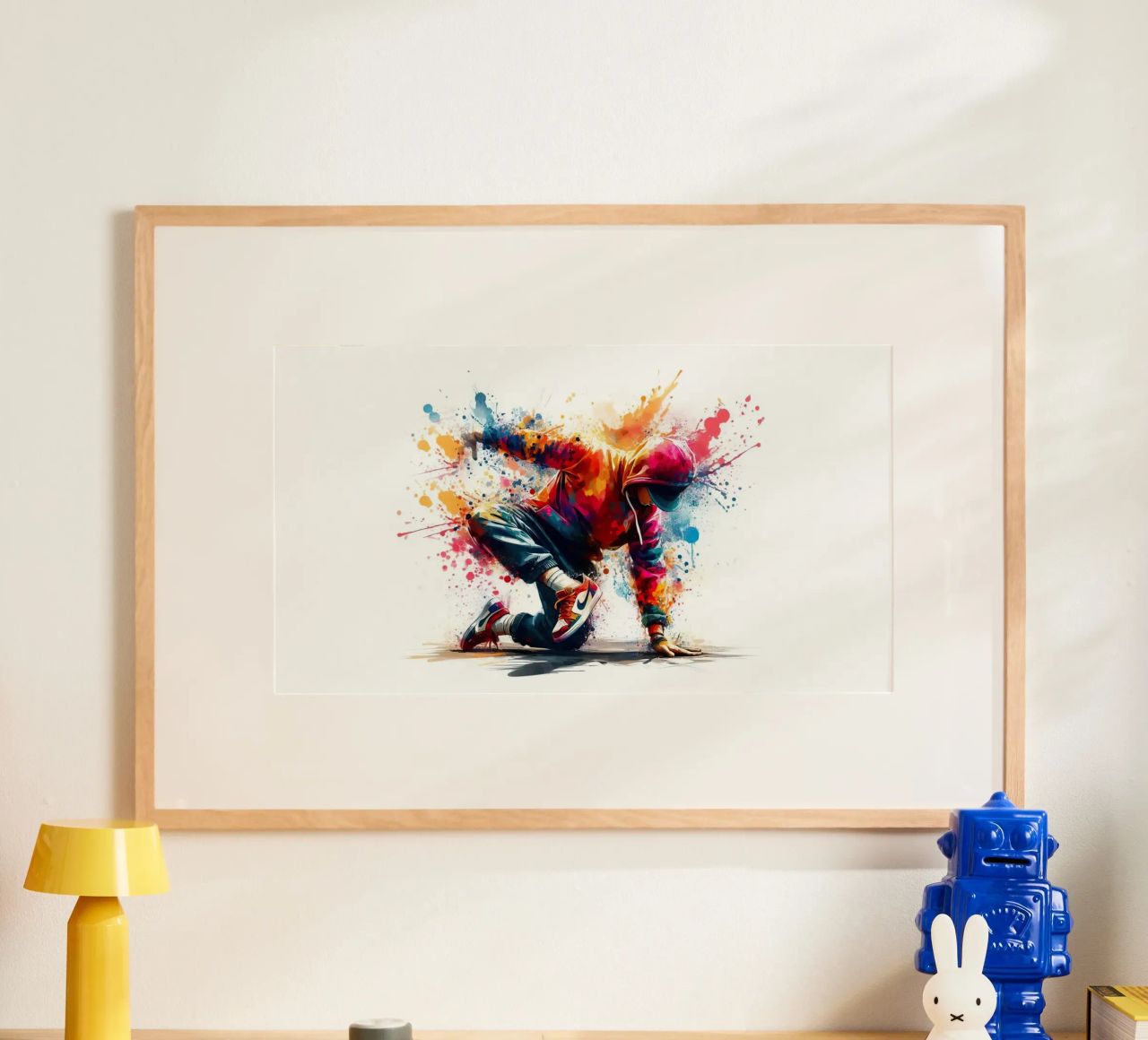 break dance hip hop dancing in watercolor poster by ARTVI-SHOP