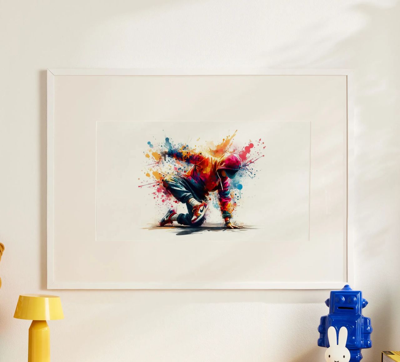 break dance hip hop dancing in watercolor poster by ARTVI-SHOP