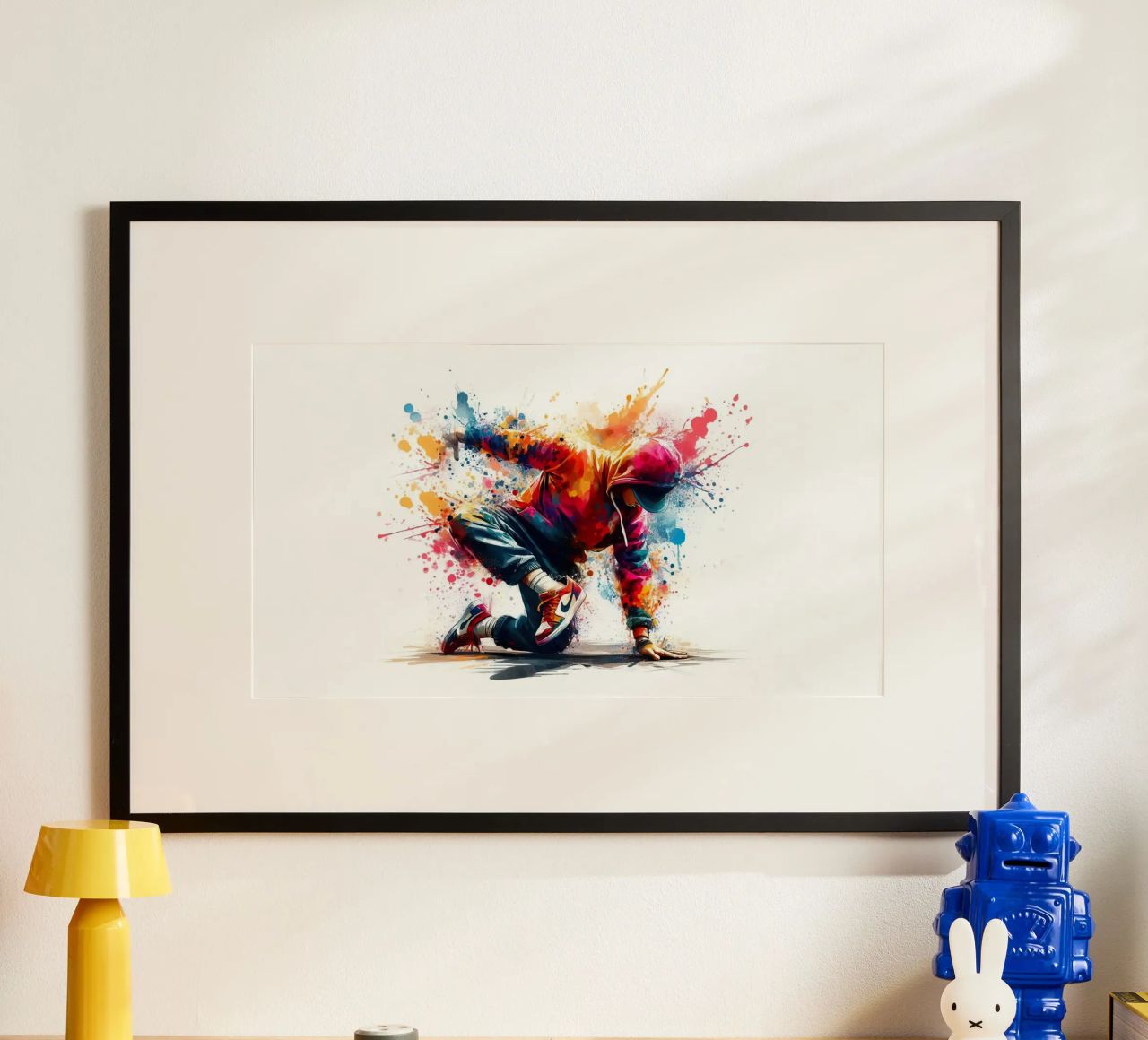 break dance hip hop dancing in watercolor poster by ARTVI-SHOP