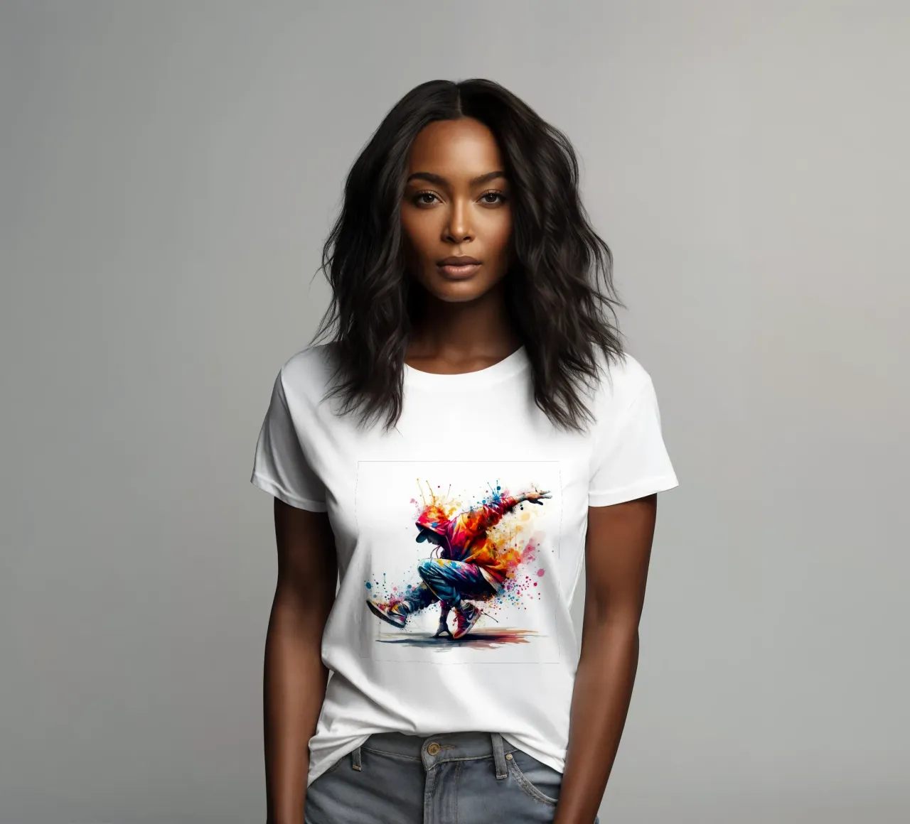 break dance hip hop danza in acquerello t-shirt da donna da 🎁 ARTVI-SHOP